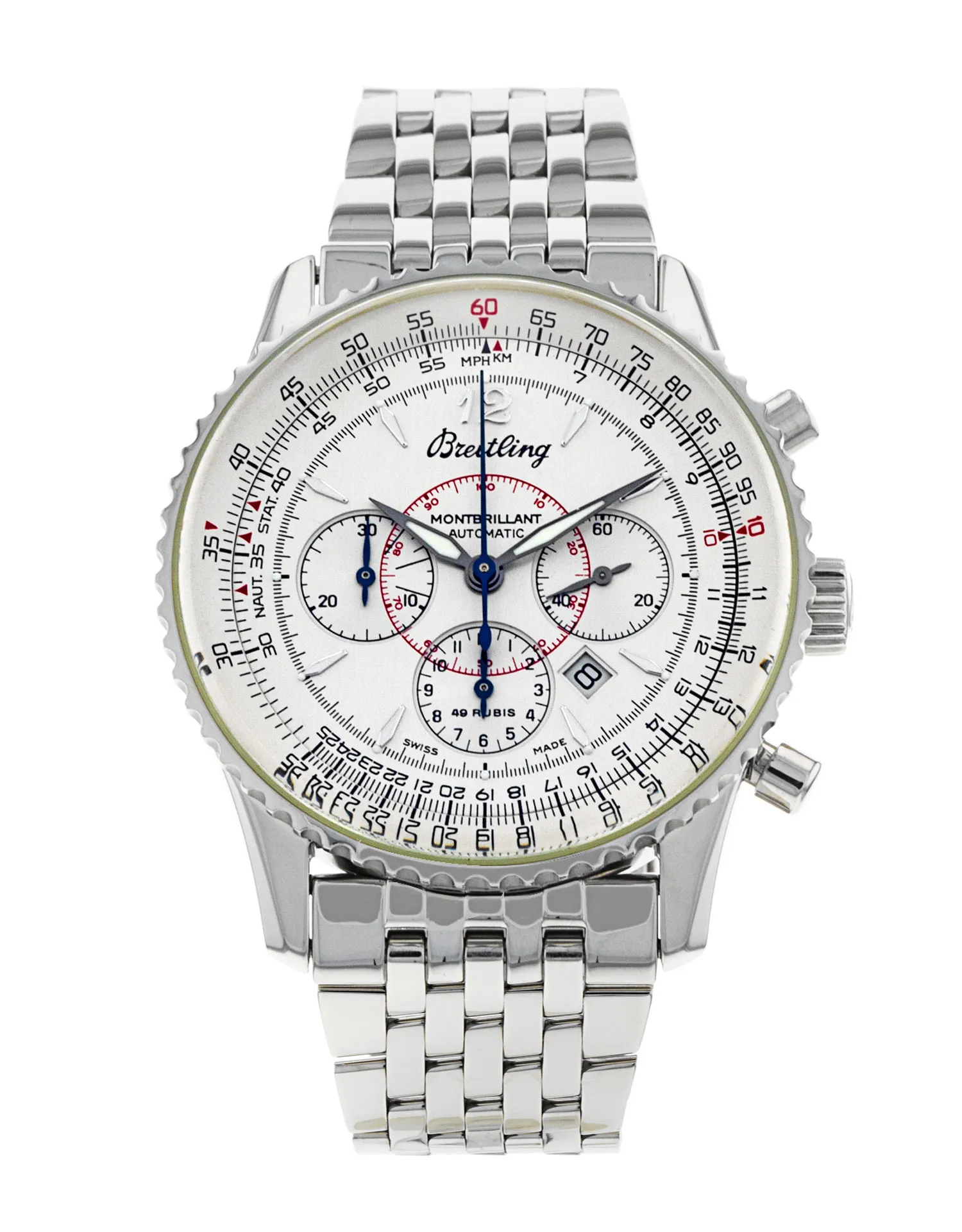 Breitling Montbrillant - Silver Baton Dial & Bracelet Strap