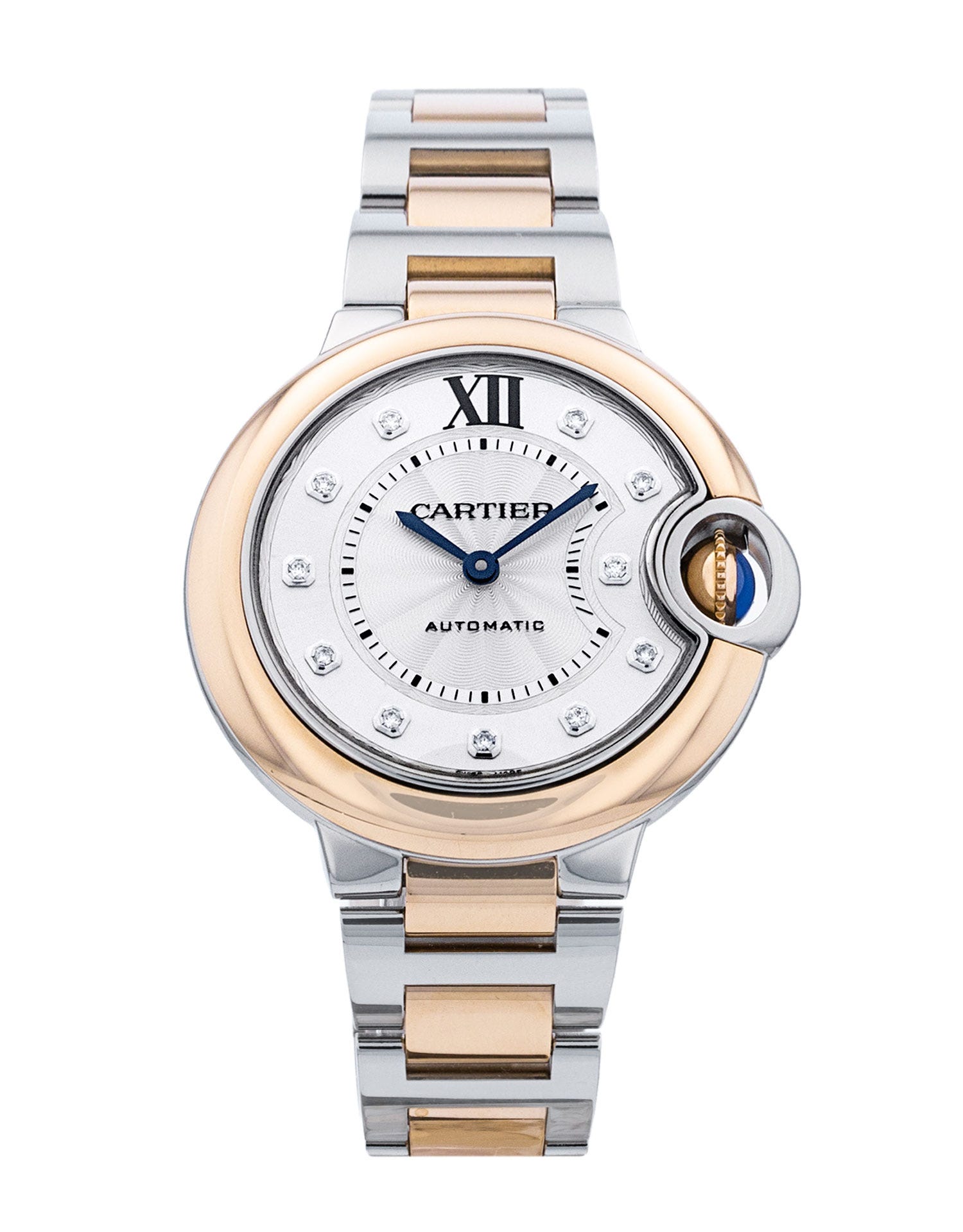 Cartier Ballon Bleu - White Diamond Dial & Bracelet Strap
