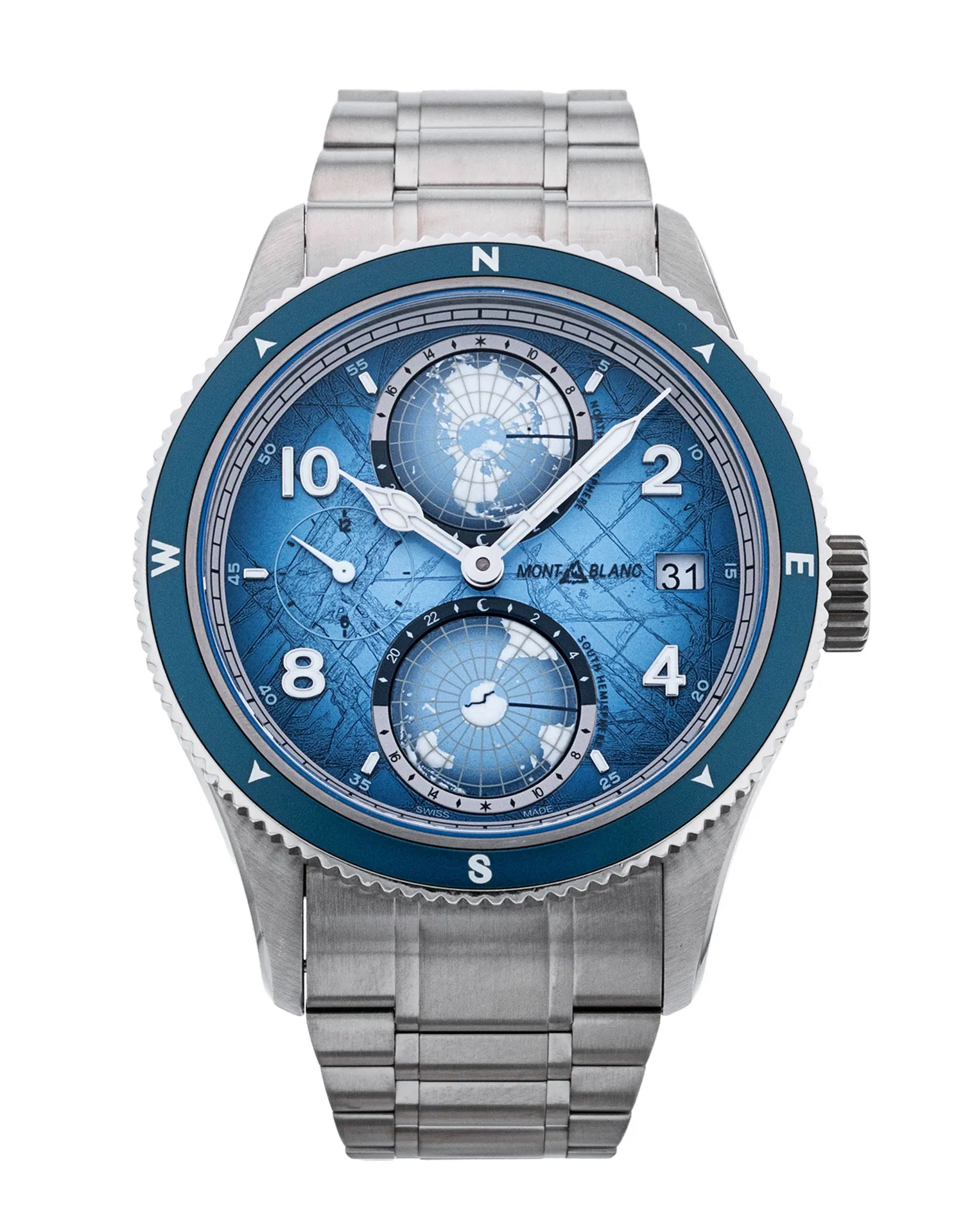 Montblanc 1858 Geosphere - Blue Arabic Dial & Bracelet Strap