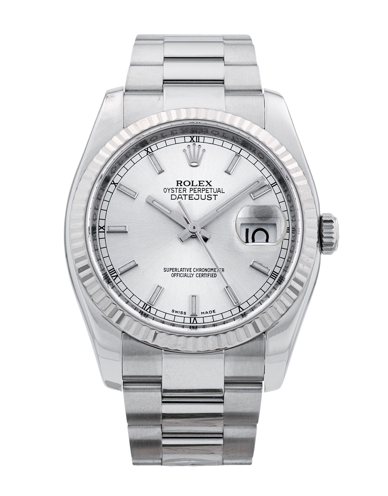 Rolex Datejust 116234 - Silver Baton Dial & Bracelet Strap