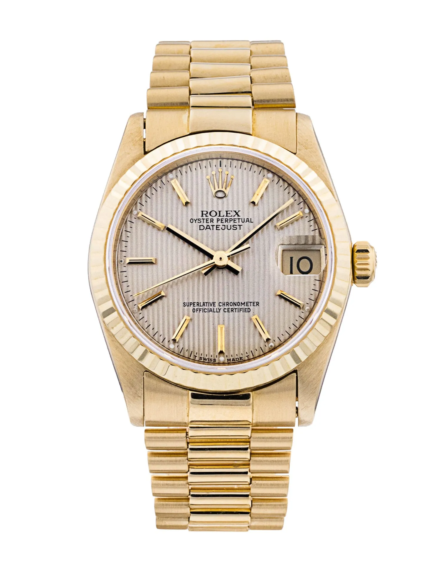 純正 ROLEX DATEJUST 68278 YG コマ FZ8642 Rolex Mid-Size Datejust - Baton argent Dial & Bracelet Strap