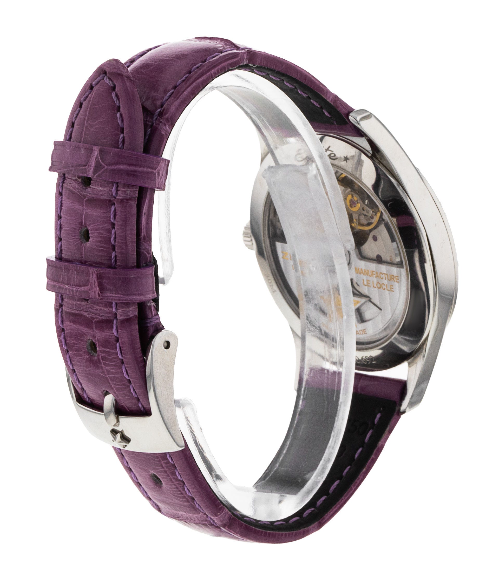 Zenith Elite - Purple Diamond Dial & Leather Strap